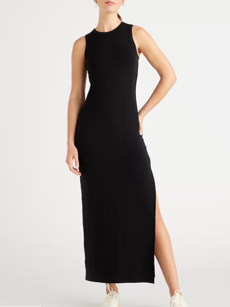 Quince Tencel Jersey Tank Maxi Dress Black